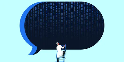 Scientist analyzing data with machine learning implementation