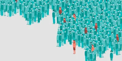 Illustration of a crowd with highlighted individuals symbolizing active surveillance for prostate cancer