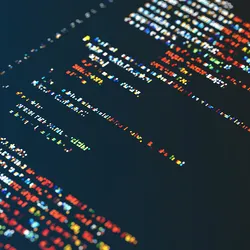 Pixelated code or algorithm.