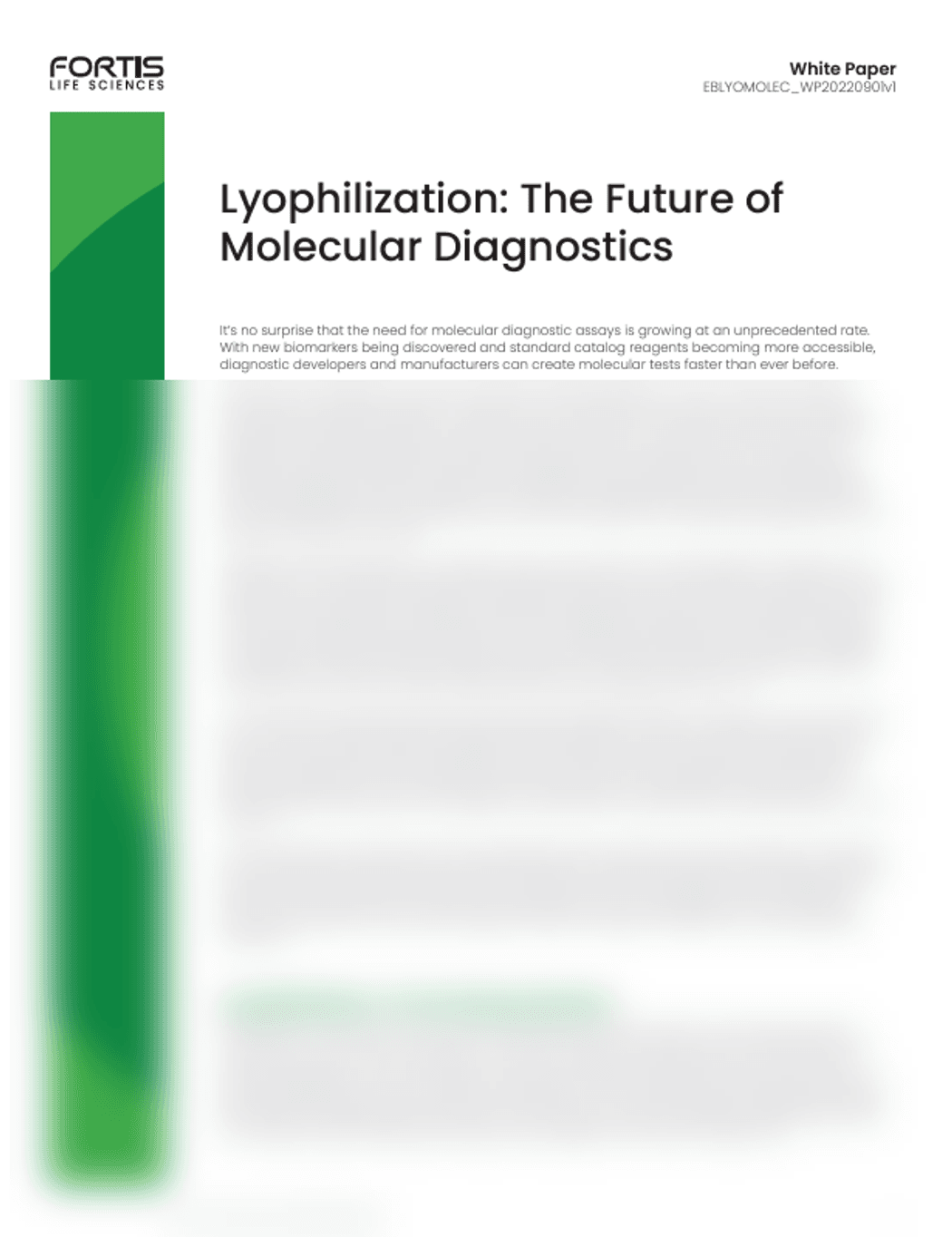 Fortis white paper with green left banner. Fortis white paper with green left banner.