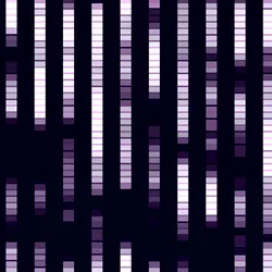 An abstract 3D illustration of bands of various DNA sequences and/or regions.