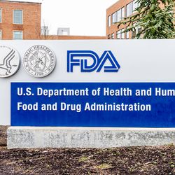 Photo of the sign in front of the U.S. FDA headquarters in Washington, DC.