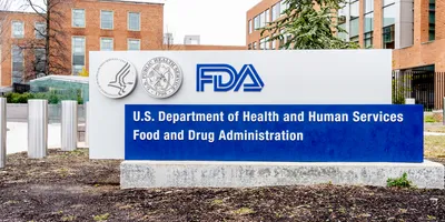 Photo of the sign in front of the U.S. FDA headquarters in Washington, DC.