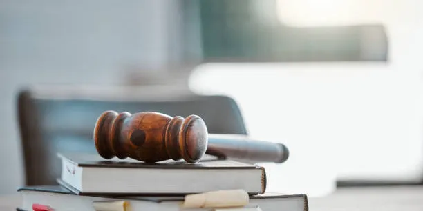 Judge’s gavel on legal reference books