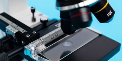 Cover glass under a microscope