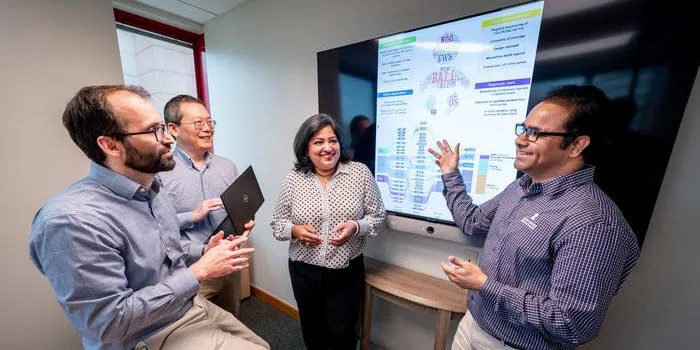 new-gene-panel-for-pediatric-cancers-increases-access-to-high-quality-testing (L to R) Co-corresponding author Jeff Klco, MD, PhD, St. Jude Department of Pathology, co-corresponding author Xiaotu Ma, PhD, St. Jude Department of Computational Biology, Vidya Balagopal, St. Jude Department of Pathology and Pandurang Kolekar, PhD, St. Jude Department of Computational Biology.