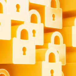 Illustration of several yellow padlocks clustered together.