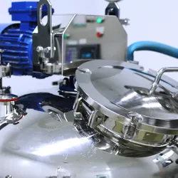 Photo of a metal laboratory device in the manufacturing of reagents in the pharmaceutical and scientific assay industry.