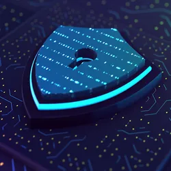 Illustration of a 3D-rendering of a digital shield to protect data connectivity in the life sciences.