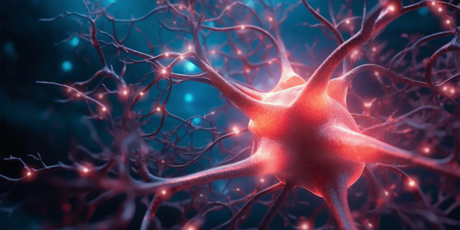  Illustration of a network of human brain neurons sending out electrical signals.