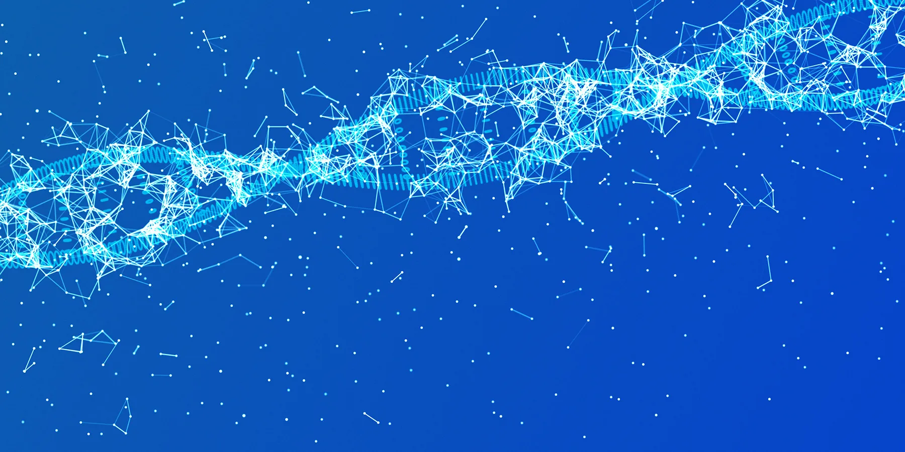 Illustration of a double helix representing genetic material against a blue background.