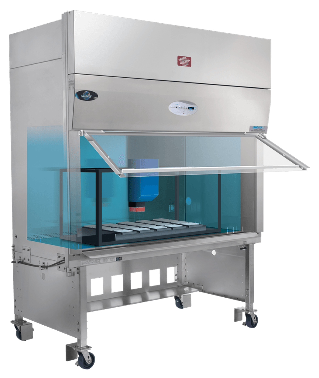 Biosafety cabinet custom designed to contain automation equipment Biosafety cabinet custom designed to contain automation equipment