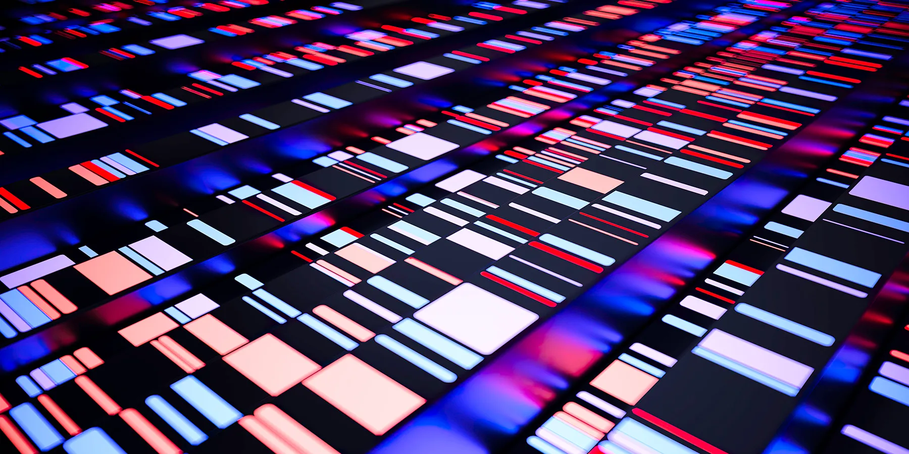 Different colored patterns of genetic sequencing results in a clinical laboratory setting during a newborn screening research project.