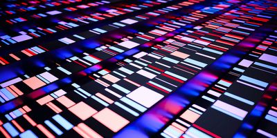 Different colored patterns of genetic sequencing results in a clinical laboratory setting during a newborn screening research project.