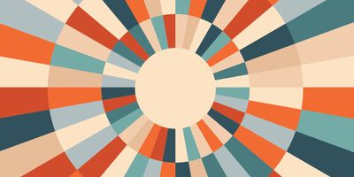 Illustration of an abstract retro circular burst design representing eyesight and the structure of human eye.