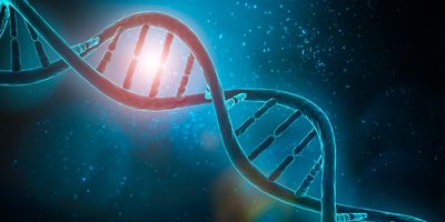 Illustration of a DNA helix molecule with DNA base pairs ready for epigenome editing.