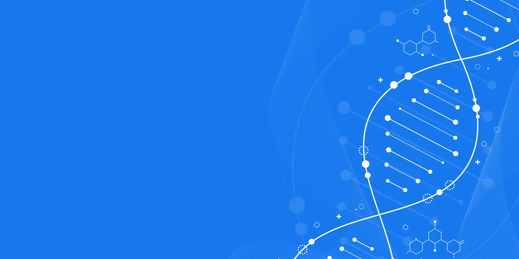 Illustration of the structure of a DNA double-helix molecule in white against a blue background, representing direct in sample sequencing technology.