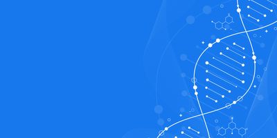 Illustration of the structure of a DNA double-helix molecule in white against a blue background, representing direct in sample sequencing technology.