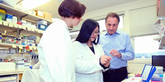 Wenbo Xu (center) is a Stony Brook University PhD student studying triple-negative breast cancer in the Spector lab at Cold Spring Harbor Laboratory.