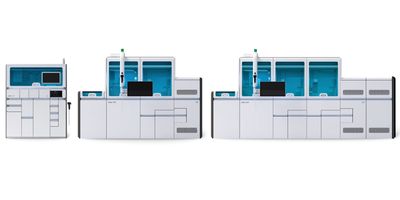 Photo of the Roche cobas® 5800, 6800, and 8800 systems.