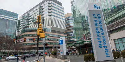 An exterior view of the outside building of the Children's Hospital of Philadelphia.