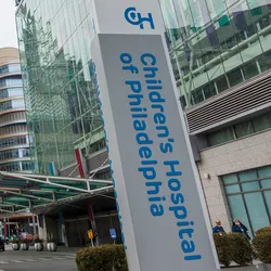 An exterior view of the outside building of the Children's Hospital of Philadelphia.