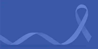 Colorectal cancer awareness ribbon on blue background